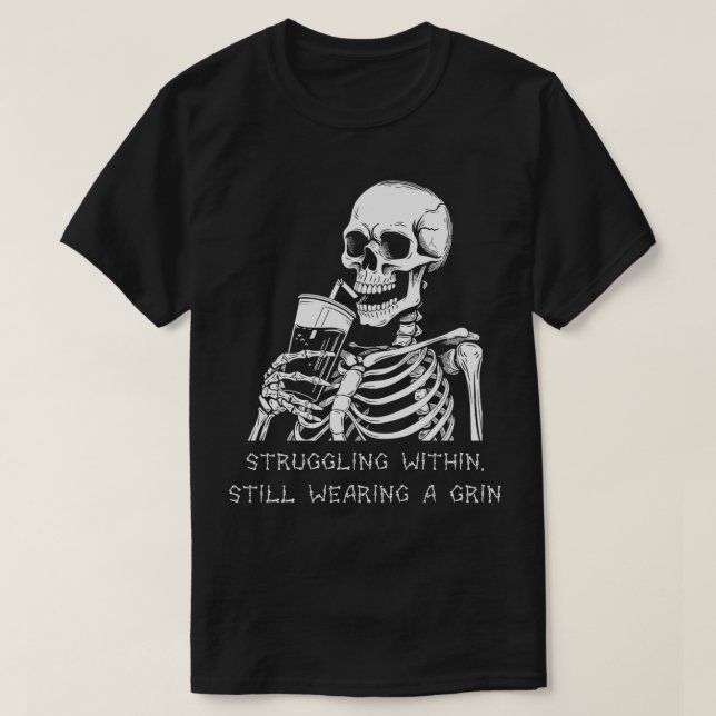 Camiseta Funny Skeleton Lazy Costume Gótico Hombres Mujeres (Diseño del anverso)