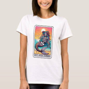 Camiseta Funny Skeleton Mermaid Tarot Gótico caliente veran