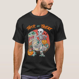 Camiseta Funny Skeleton Riding Mummy Dinosaur T Rex Hallowe