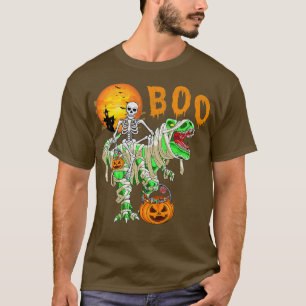 Camiseta Funny Skeleton Riding TRe Dinosaur Pumpkin Hallowe