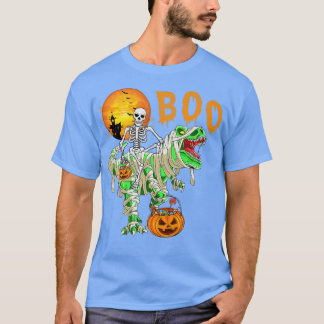 Camiseta Funny Skeleton Riding Tre Dinosaur Pumpkin Hallowe