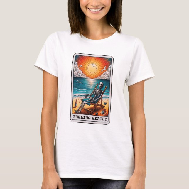 Camiseta Funny Skeleton Sintiendo Tarot Beachy (Anverso)