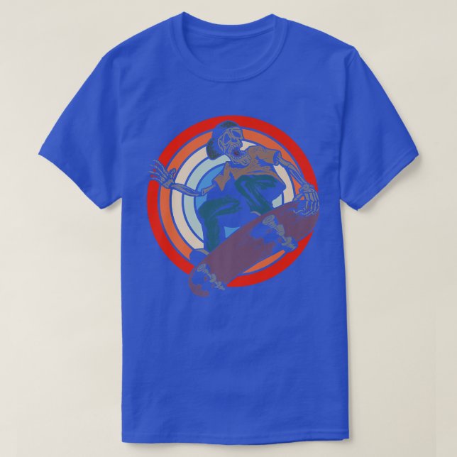 Camiseta Funny Skeleton Skateboard Boys Retro Halloween  (Diseño del anverso)