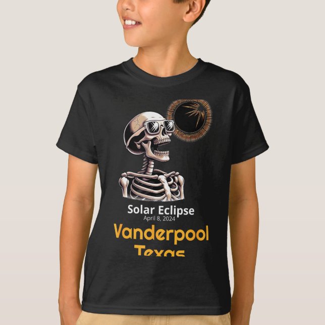 Camiseta Funny Skeleton Solar Eclipse Vanderpool Texas (Anverso)