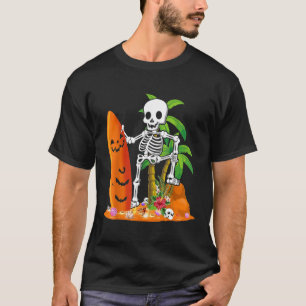 Camiseta Funny Skeleton Surfboard Hawaiian Hallowee