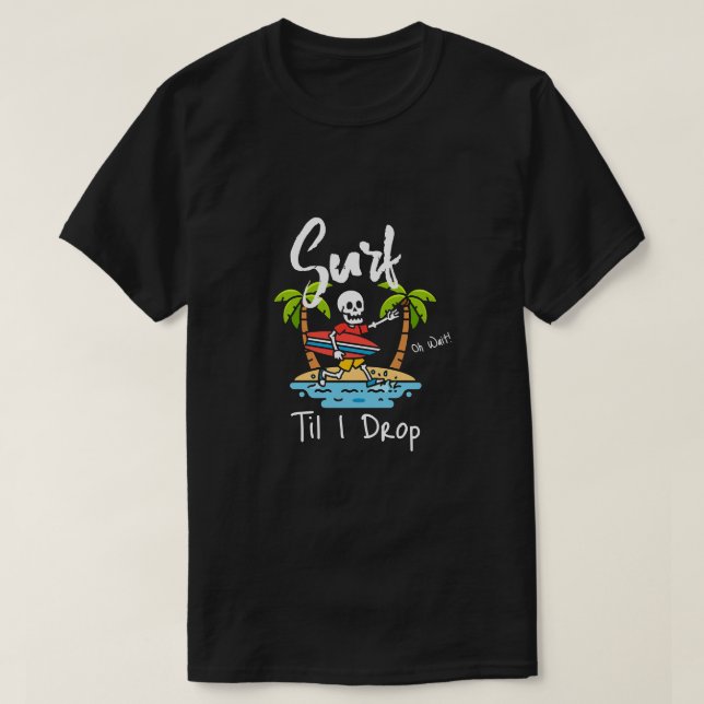 Camiseta Funny Skeleton Surfing Beach vacacional (Diseño del anverso)