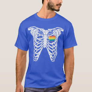 Camiseta Funny Skeleton Xray Ribs Heart LGBTQ Gay Pride Cos