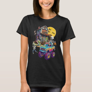 Camiseta Funny Skeleton Zombie Riding Monster Truck Hallowe