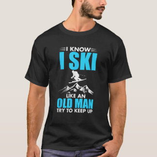 Camiseta Funny Skiing Design For Grandpa Men Mountain Ski L