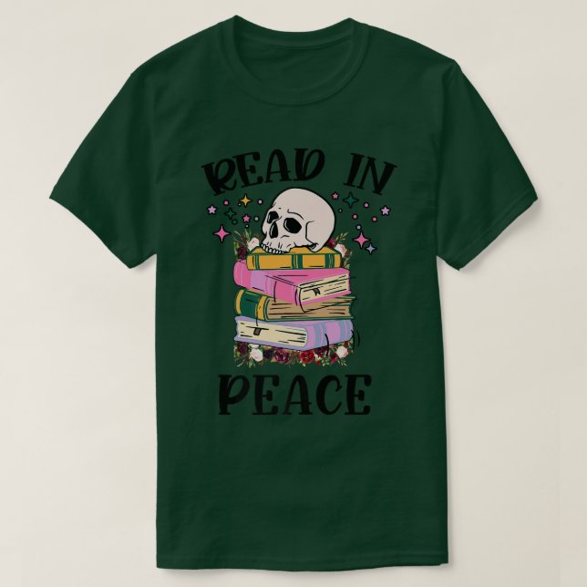 Camiseta Funny Skull Read In Peace Mystical Leading Book Lo (Diseño del anverso)