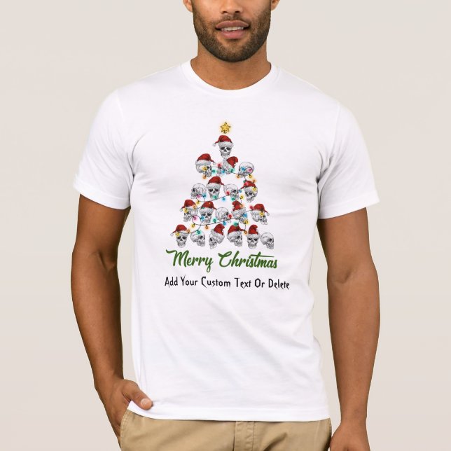Camiseta Funny Skull Spookone Vibes Merry Christmas Tree (Anverso)