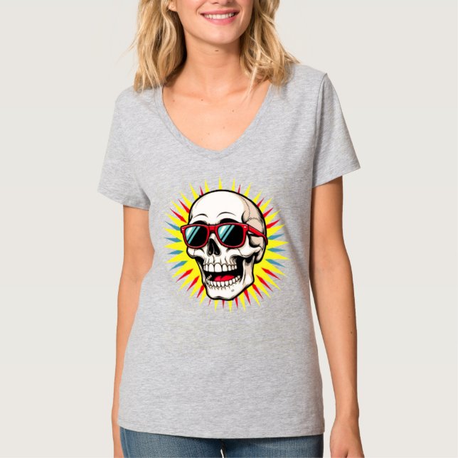 Camiseta **Funny Skull With Sunglasses – Cartoon Laughing S (Anverso)