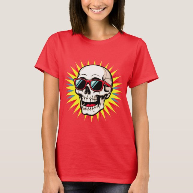 Camiseta **Funny Skull With Sunglasses – Cartoon Laughing S (Anverso)