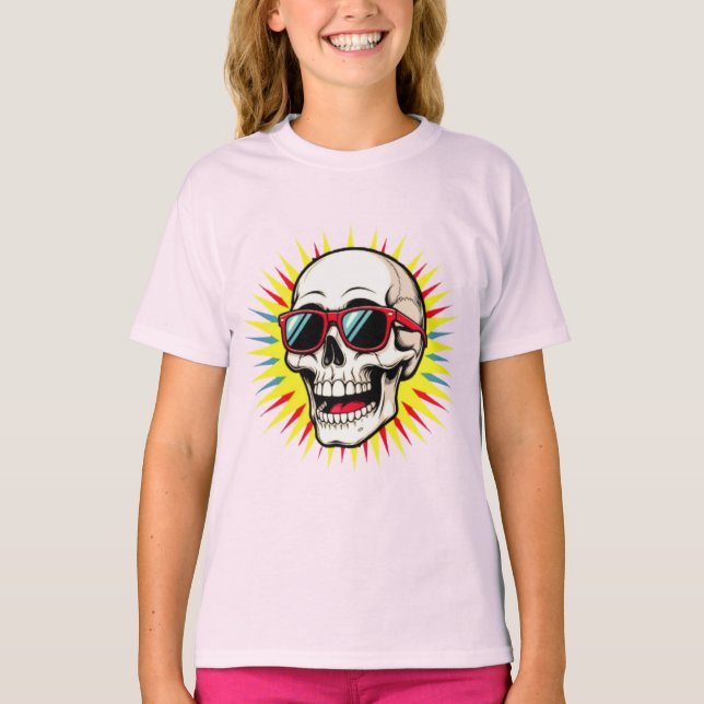 Camiseta **Funny Skull With Sunglasses – Cartoon Laughing S (Anverso)