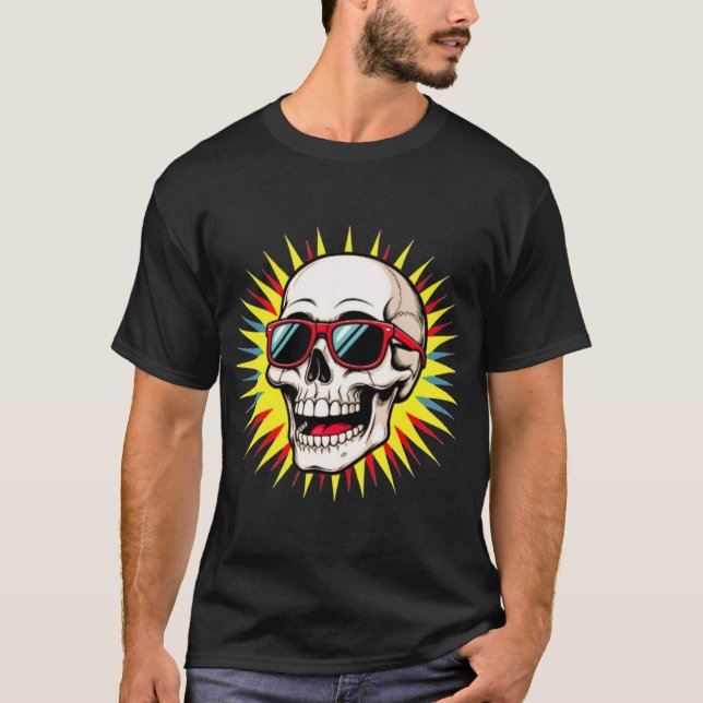 Camiseta **Funny Skull With Sunglasses – Cartoon Laughing S (Anverso)