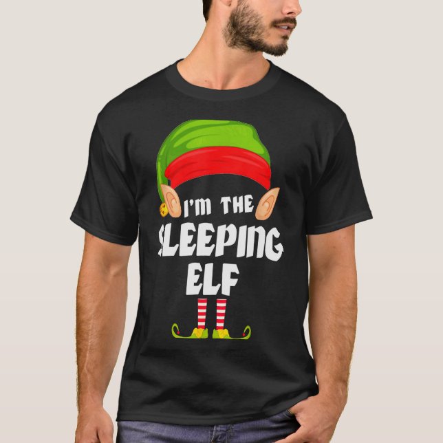 Camiseta Funny Sleeng Elf Matching Family Group Pj Christma (Anverso)