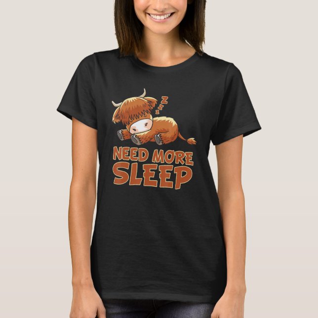 Camiseta Funny Sleeping Highland Cattle Cow Pajama Bedtime (Anverso)