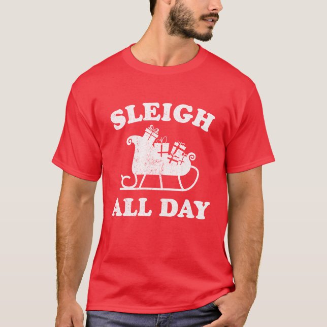 Camiseta Funny Sleigh Todo El Día Navidades En Julio Retro (Anverso)