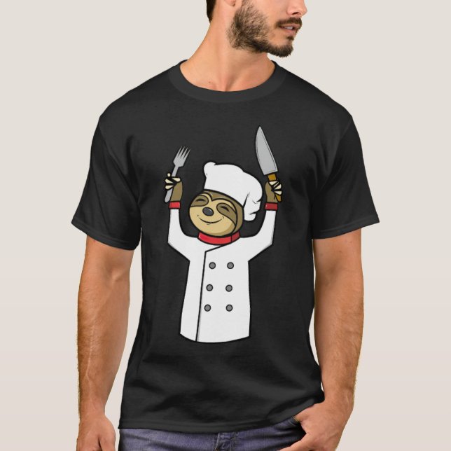 Camiseta Funny Sloth Chef Cocina Cocina GIft Tema del espac (Anverso)