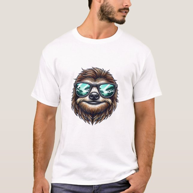 Camiseta Funny Sloth Graphic with Sunglasses, Men Women Kid (Anverso)
