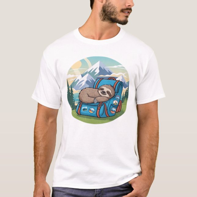 Camiseta Funny Sloth Hiking Oversized T-Shirt (Anverso)