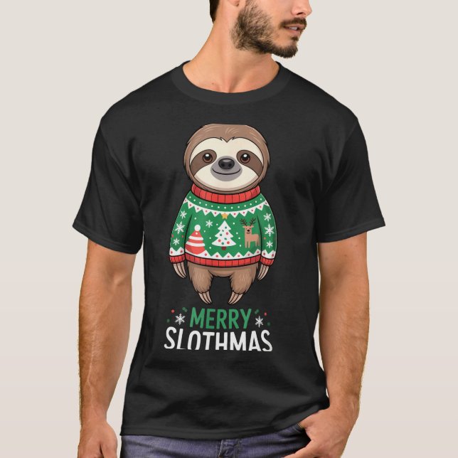 Camiseta Funny Sloth Lover Christmas Merry Slothmas Ugly Ho (Anverso)