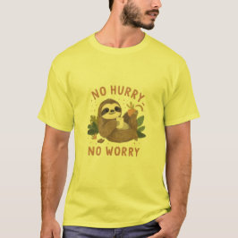 Camiseta Funny Sloth “No Hurry No Worry” Cute Lazy Sloth