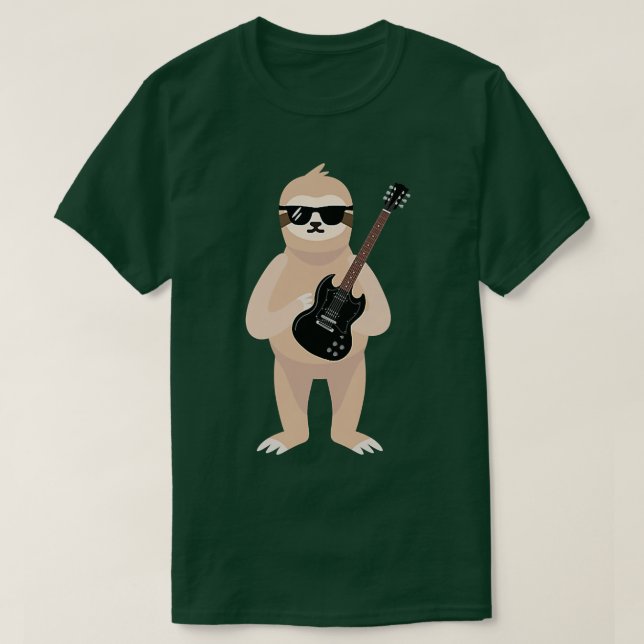 Camiseta Funny Sloth Wearing Sunglasses Playing Electric Gu (Diseño del anverso)