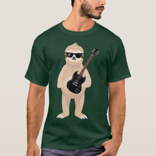 Camiseta Funny Sloth Wearing Sunglasses Playing Electric Gu