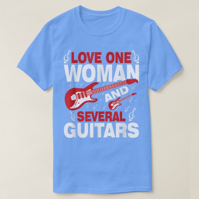 Camiseta Funny SLove Una Mujer Y Varios Guitars Music Lo (Diseño del anverso)