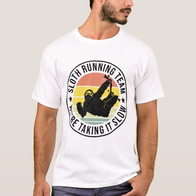 Camiseta Funny Slow Runner Lazy Sloth Running Team (Anverso)