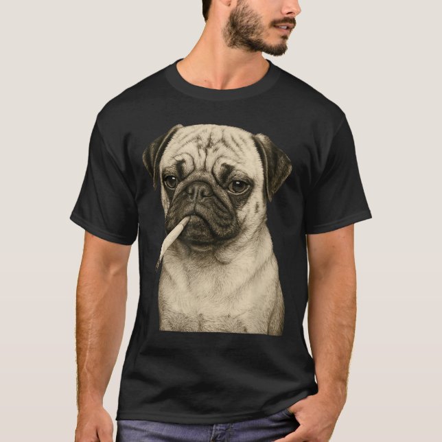 Camiseta Funny Smoking Pug Dog Cigarette Gen Z Meme Graphic (Anverso)