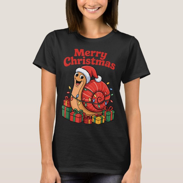 Camiseta Funny Snail Santa Hat Animals Lovers Ugly Christma (Anverso)