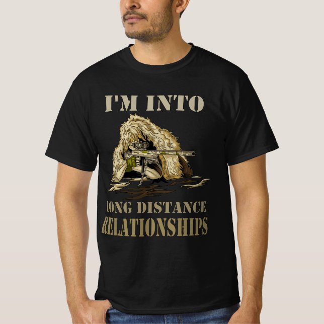 Camiseta Funny Sniper Camo Long Distance Relationship Gun L (Anverso)