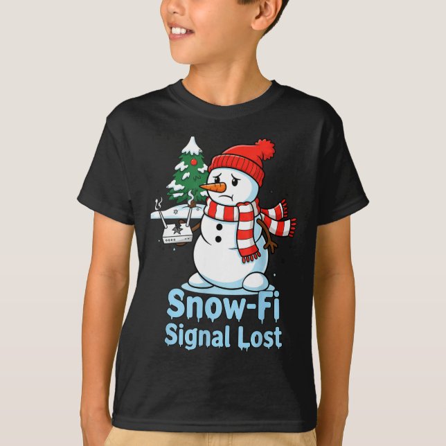 Camiseta Funny Snow-fi Signal Lost Snowman Christmas Design (Anverso)