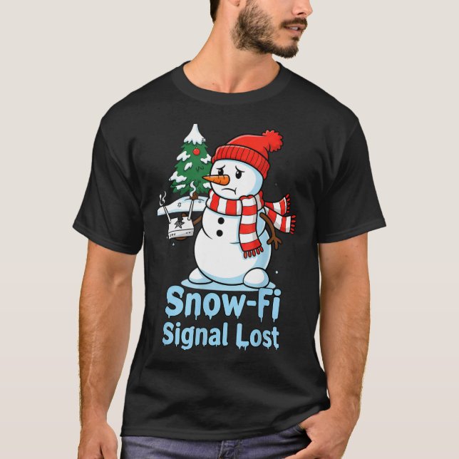 Camiseta Funny Snow-fi Signal Lost Snowman Christmas Design (Anverso)