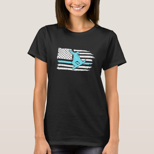 Camiseta Funny Snowboarding American Flag Snowboarder For W (Anverso)