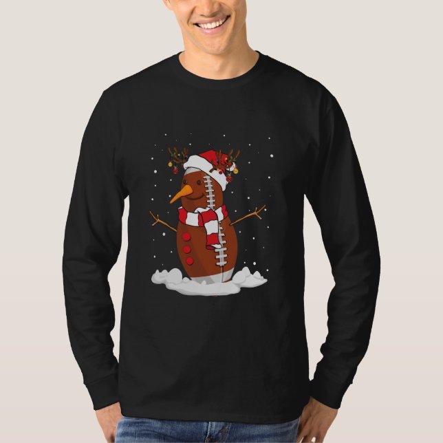 Camiseta Funny Snowman Navidades de fútbol Pajama Santa (Anverso)