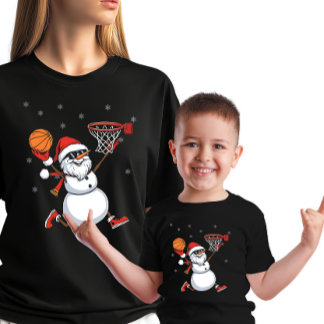 Camiseta Funny Snowman Santa: Slam Dunk Holidays AI Art