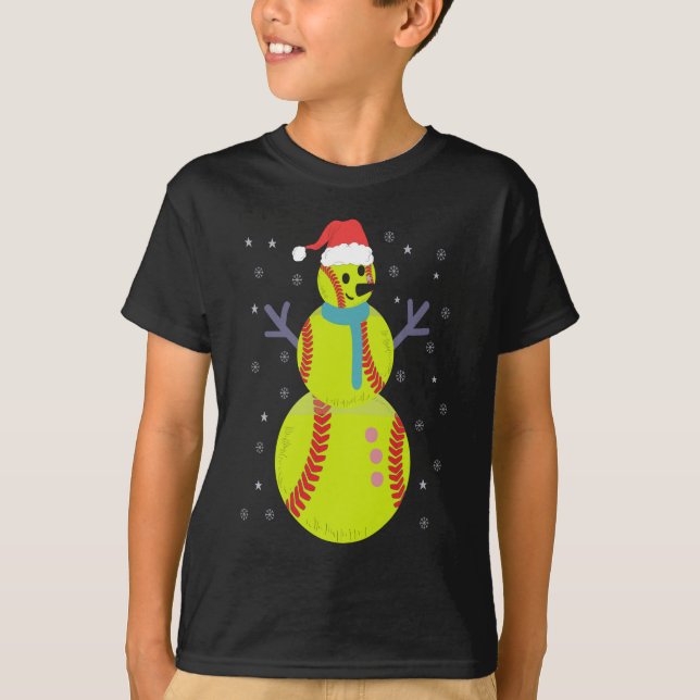 Camiseta Funny Softball Snowman Christmas New Year Gift (Anverso)
