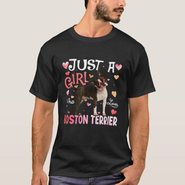 Camiseta Funny Solo Chica ama a los Boston Terrier Sungafas (Anverso)