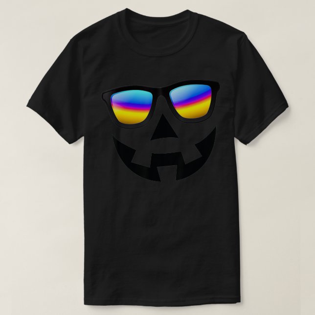 Camiseta Funny sonrisa de Halloween jack O Lantern con gafa (Diseño del anverso)