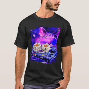 Camiseta FUNNY Space Cat Remix DJ Sushi Remix para gato gal