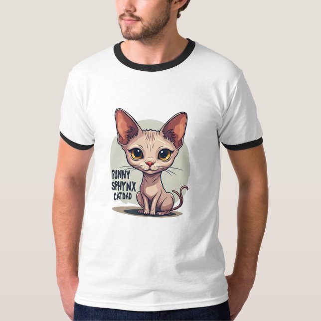 Camiseta Funny Sphynx Cat Dad Cartoon Art (Anverso)