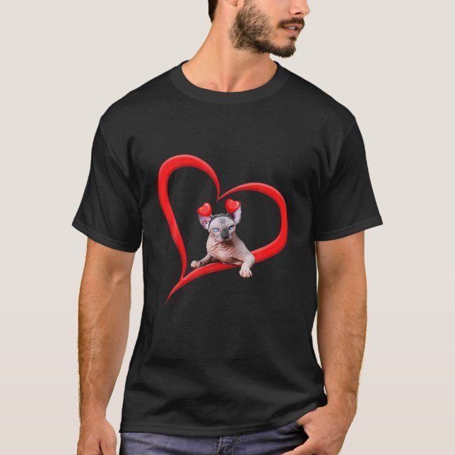 Camiseta Funny Sphynx Cat Valentine Mascota Kitten Cat Love (Anverso)