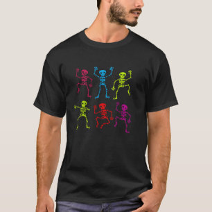 Camiseta Funny Spooky Dancing Skeletans Halloween Party Cos