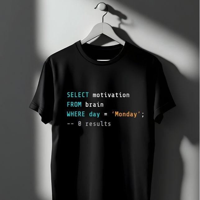 Camiseta Funny SQL Monday Motivation Programmer Joke (Subido por el creador)
