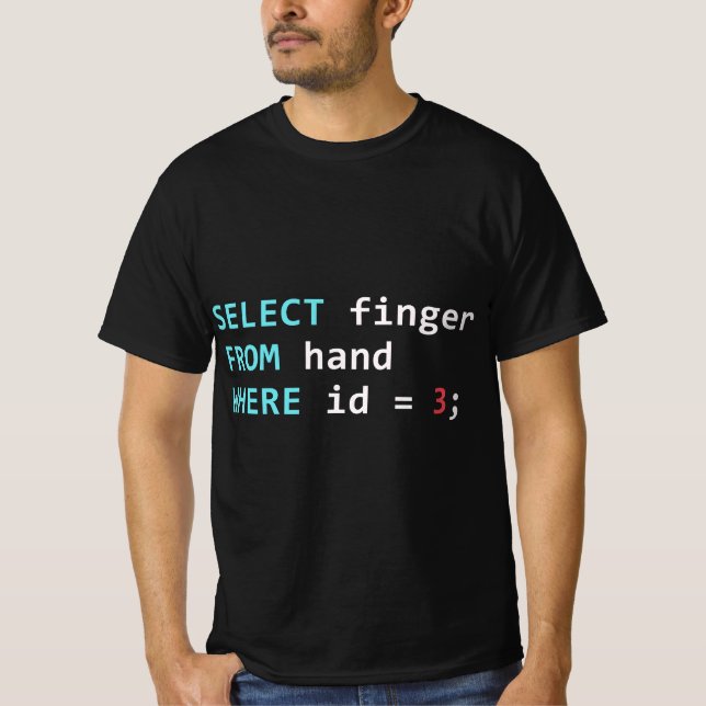 Camiseta Funny SQL Query Geek Database Programmer  (Anverso)