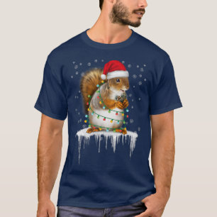 Camiseta Funny Squirrel Decoraciones navideñas Santa Hat Xm