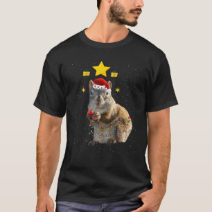 Camiseta Funny Squirrel Decoraciones navideñas Santa Hat Xm